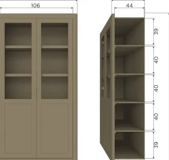 WOOOD Vitrine »Gunnar FSC®-Kiefernholz mit Glasstüren H 217 x B 120 x T 48 cm« Tragkraft 150 kg gesamt, wasserbasierter Schutzlack, Pfleigleicht