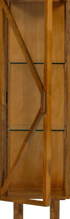 WOOOD Vitrine »Kella Mangoholz mit Glastüren und Glaseinlegeböden 40 x 39 x 137 cm« Tragkraft 5–7 kg pro Glasboden, Wandbefestigung empfohlen