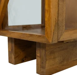 WOOOD Vitrine »Kella Mangoholz mit Glastüren und Glaseinlegeböden 40 x 39 x 137 cm« Tragkraft 5–7 kg pro Glasboden, Wandbefestigung empfohlen