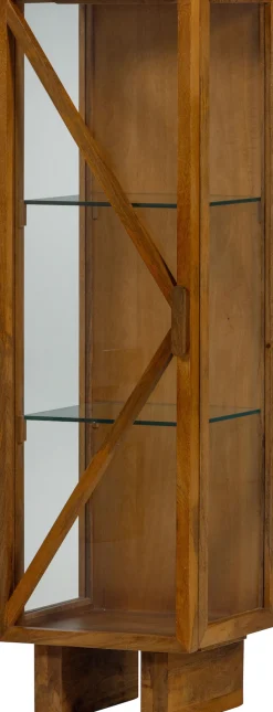 WOOOD Vitrine »Kella Mangoholz mit Glastüren und Glaseinlegeböden 40 x 39 x 137 cm« Tragkraft 5–7 kg pro Glasboden, Wandbefestigung empfohlen