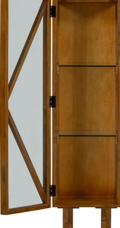 WOOOD Vitrine »Kella Mangoholz mit Glastüren und Glaseinlegeböden 40 x 39 x 137 cm« Tragkraft 5–7 kg pro Glasboden, Wandbefestigung empfohlen