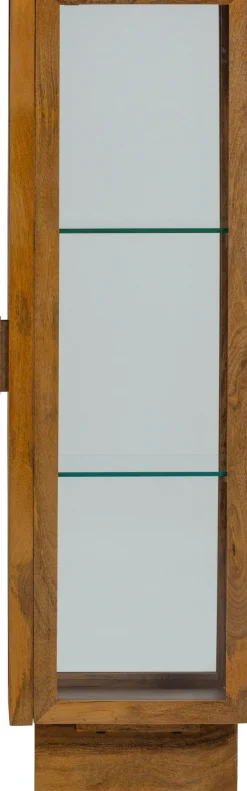 WOOOD Vitrine »Kella Mangoholz mit Glastüren und Glaseinlegeböden 40 x 39 x 137 cm« Tragkraft 5–7 kg pro Glasboden, Wandbefestigung empfohlen