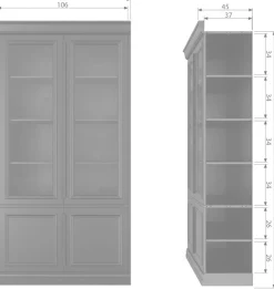 WOOOD Vitrine »Organize FSC®-Kiefernholz mit Glastüren, H 215 x B 110 x T 44 cm« Tragkraft 15 kg pro Boden, höhenverstellbare Böden, pfleigleicht