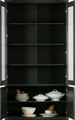 WOOOD Vitrine »Organize FSC®-Kiefernholz mit Glastüren, H 215 x B 110 x T 44 cm« Tragkraft 15 kg pro Boden, höhenverstellbare Böden, pfleigleicht