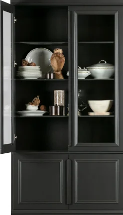WOOOD Vitrine »Organize FSC®-Kiefernholz mit Glastüren, H 215 x B 110 x T 44 cm« Tragkraft 15 kg pro Boden, höhenverstellbare Böden, pfleigleicht