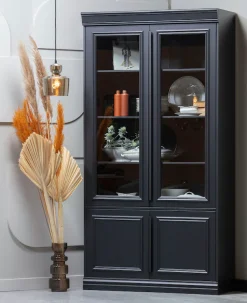WOOOD Vitrine »Organize FSC®-Kiefernholz mit Glastüren, H 215 x B 110 x T 44 cm« Tragkraft 15 kg pro Boden, höhenverstellbare Böden, pfleigleicht