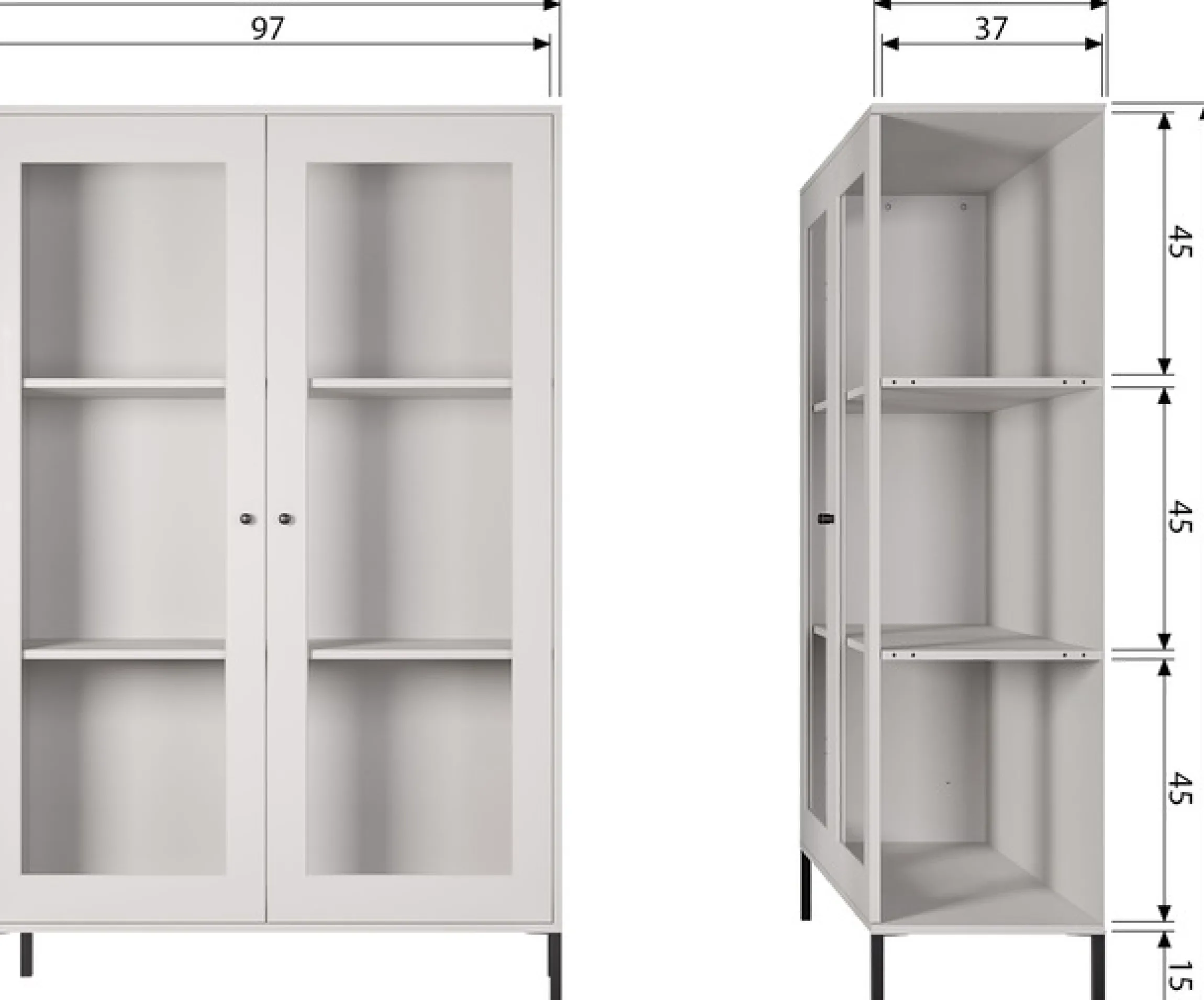 WOOOD Vitrine »Xam FSC®-Kiefernholz geschliffen mit offenen Fächern 100x40x155 cm« Sichtbare Maserung, Tragkraft 15 kg pro Boden, einfach zu montieren