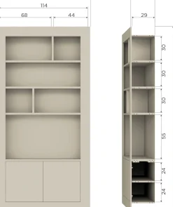 WOOOD Wandregal »Wallcover FSC®-Mix Massivkiefer mit Push-to-open B117 x T31 x H229 cm« Gespiegelt montierbar, Tragkraft 30 kg pro Einlegeboden,