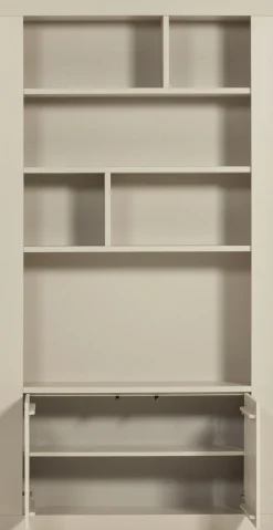 WOOOD Wandregal »Wallcover FSC®-Mix Massivkiefer mit Push-to-open B117 x T31 x H229 cm« Gespiegelt montierbar, Tragkraft 30 kg pro Einlegeboden,