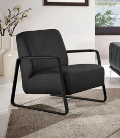 W.SCHILLIG Cocktailsessel »quadroo Loungesessel,« mit bezogenen Armlehnen, Gestell in Schwarz pulverbeschichtet
