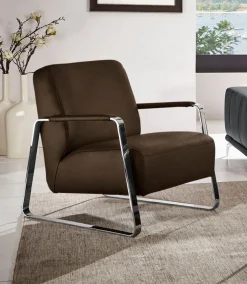 W.SCHILLIG Cocktailsessel »quadroo Designsessel, Loungesessel« mit bezogenen Armlehnen, Gestell in Chrom glänzend