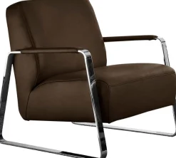 W.SCHILLIG Cocktailsessel »quadroo Designsessel, Loungesessel« mit bezogenen Armlehnen, Gestell in Chrom glänzend