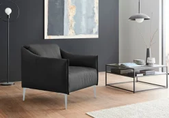 W.SCHILLIG Cocktailsessel »sally Designsessel, zeitlos und bequem, tolle Verarbeitungsdetails« mit Metallfüßen in Silber matt