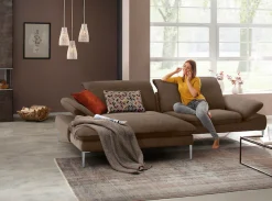 W.SCHILLIG Ecksofa »enjoy&MORE, Designsofa, elegant und bequem, L-Form« mit Sitztiefenverstellung, Füße Chrom glänzend, Breite 294 cm