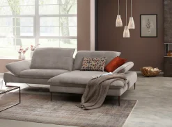 W.SCHILLIG Ecksofa »enjoy&MORE, Designsofa, elegant und bequem, L-Form« Sitztiefenverstellung, Füße bronze pulverbeschichtet, Breite 294 cm