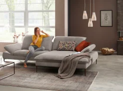W.SCHILLIG Ecksofa »enjoy&MORE, Designsofa, elegant und bequem, L-Form« Sitztiefenverstellung, Füße bronze pulverbeschichtet, Breite 294 cm