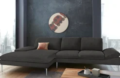 W.SCHILLIG Ecksofa »enjoy&MORE, Designsofa, bequem, zeitlos und elegant, L-Form« mit Sitztiefenverstellung, Füße silber matt, Breite 340 cm