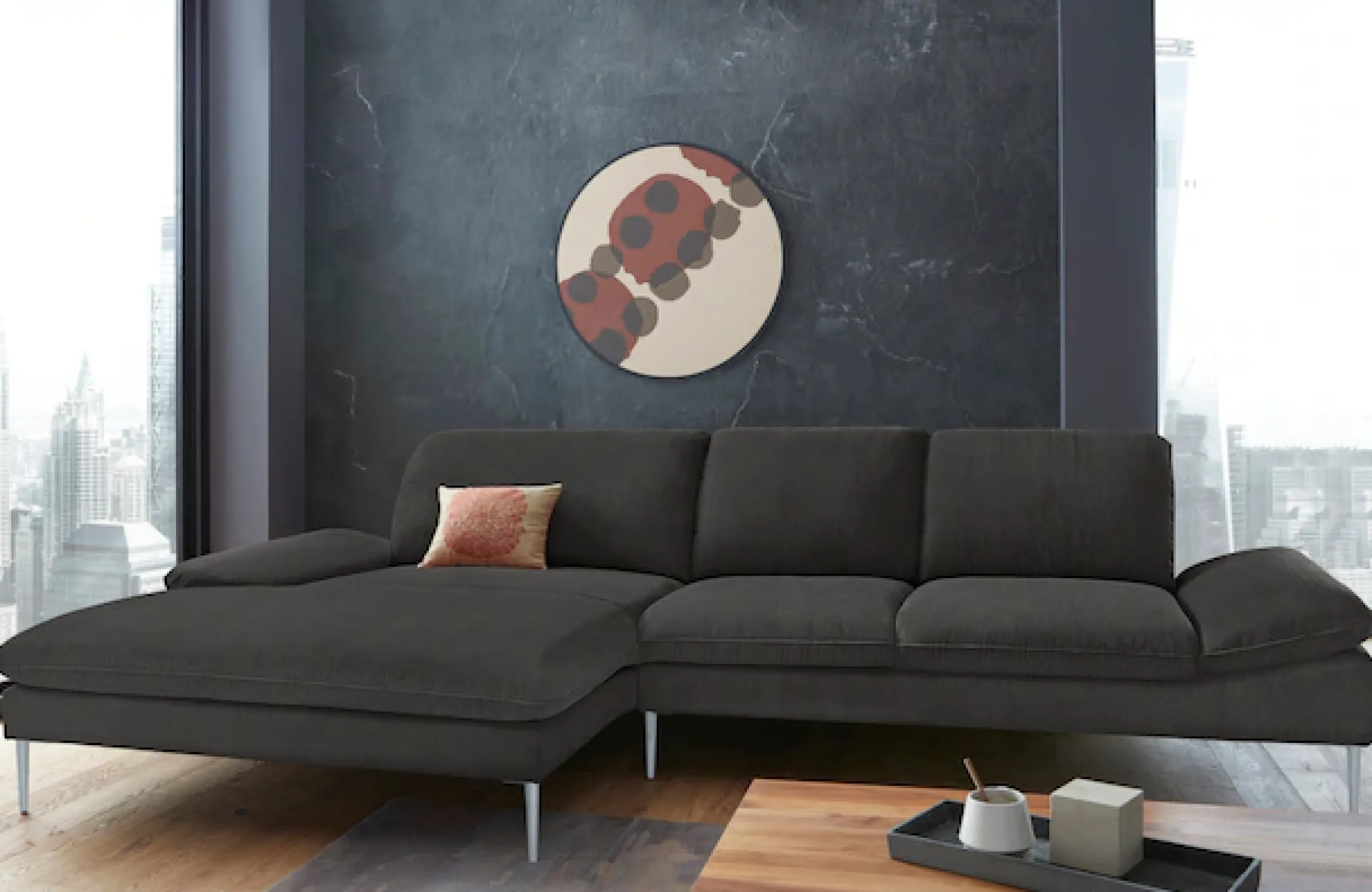 W.SCHILLIG Ecksofa »enjoy&MORE, Designsofa, bequem, zeitlos und elegant, L-Form« mit Sitztiefenverstellung, Füße silber matt, Breite 340 cm