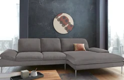 W.SCHILLIG Ecksofa »enjoy&MORE, Designsofa, bequem, zeitlos und elegant, L-Form« mit Sitztiefenverstellung, Füße Chrom glänzend, Breite 340 cm
