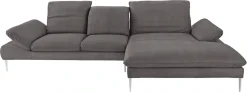W.SCHILLIG Ecksofa »enjoy&MORE, Designsofa, bequem, zeitlos und elegant, L-Form« mit Sitztiefenverstellung, Füße Chrom glänzend, Breite 340 cm
