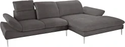W.SCHILLIG Ecksofa »enjoy&MORE, Designsofa, bequem, zeitlos und elegant, L-Form« mit Sitztiefenverstellung, Füße Chrom glänzend, Breite 340 cm