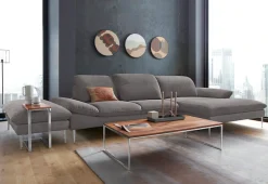 W.SCHILLIG Ecksofa »enjoy&MORE, Designsofa, bequem, zeitlos und elegant, L-Form« mit Sitztiefenverstellung, Füße Chrom glänzend, Breite 340 cm