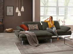 W.SCHILLIG Ecksofa »enjoy&MORE, mit tollem Sitzkomfort, elegant und bequem, L-Form« mit Sitztiefenverstellung, Füße silber matt, Breite 294 cm