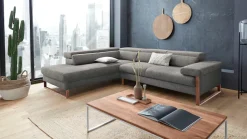 W.SCHILLIG Ecksofa »finn, Designsofa mit tollem Sitzkomfort, bequem, L-Form« German Design Award 2016, Fußgestell Nussbaum natur, Breite 281 cm
