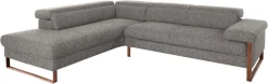 W.SCHILLIG Ecksofa »finn, Designsofa mit tollem Sitzkomfort, bequem, L-Form« German Design Award 2016, Fußgestell Nussbaum natur, Breite 281 cm