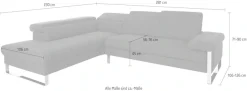 W.SCHILLIG Ecksofa »finn, Designsofa mit tollem Sitzkomfort, bequem, L-Form« German Design Award 2016, Fußgestell Nussbaum natur, Breite 281 cm
