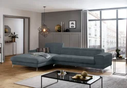 W.SCHILLIG Ecksofa »piedroo, Designsofa mit tollem Sitzkomfort, bequem und elegant, L-Form« Kopfteilverstellung, wahlweise mit Sitztiefenverstellung, Breite 343cm