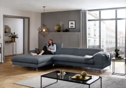 W.SCHILLIG Ecksofa »piedroo, Designsofa mit tollem Sitzkomfort, bequem und elegant, L-Form« Kopfteilverstellung, wahlweise mit Sitztiefenverstellung, Breite 343cm