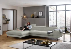 W.SCHILLIG Ecksofa »piedroo, Designsofa mit tollem Sitzkomfort, bequem, L-Form« Kopfteilverstellung, wahlweise mit Sitztiefenverstellung, Breite 343cm