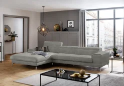 W.SCHILLIG Ecksofa »piedroo, Designsofa mit tollem Sitzkomfort, elegant und bequem, L-Form« Kopfteilverstellung, wahlweise mit Sitztiefenverstellung, Breite 343cm