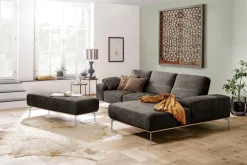 W.SCHILLIG Ecksofa »run, Designsofa, bequem, L-Form« mit elegantem Holzsockel, Füße in Chrom glänzend, Breite 299 cm
