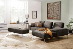 W.SCHILLIG Ecksofa »run, Designsofa, bequem, L-Form« mit elegantem Holzsockel, Füße in Chrom glänzend, Breite 299 cm