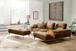 W.SCHILLIG Ecksofa »run, Designsofa mit tollem Sitzkomfort, bequem, L-Form« mit Holzsockel, Füße in Schwarz pulverbeschichtet, Breite 279 cm