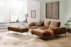 W.SCHILLIG Ecksofa »run, Designsofa mit tollem Sitzkomfort, bequem, L-Form« mit Holzsockel, Füße in Schwarz pulverbeschichtet, Breite 279 cm