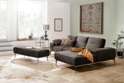 W.SCHILLIG Ecksofa »run, Designsofa mit tollem Sitzkomfort, bequem, L-Form« mit Holzsockel, Füße in Bronze pulverbeschichtet, Breite 279 cm