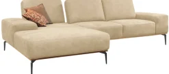 W.SCHILLIG Ecksofa »run, Designsofa mit tollem Sitzkomfort, bequem, L-Form« mit Holzsockel, Füße in Schwarz pulverbeschichtet, Breite 299 cm