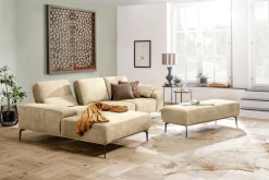 W.SCHILLIG Ecksofa »run, Designsofa mit tollem Sitzkomfort, bequem, L-Form« mit Holzsockel, Füße in Schwarz pulverbeschichtet, Breite 299 cm