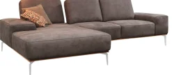 W.SCHILLIG Ecksofa »run, Designsofa mit tollem Sitzkomfort,L-Form« mit elegantem Holzsockel, Füße in Chrom glänzend, Breite 279 cm