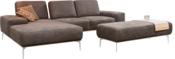 W.SCHILLIG Ecksofa »run, Designsofa mit tollem Sitzkomfort,L-Form« mit elegantem Holzsockel, Füße in Chrom glänzend, Breite 279 cm