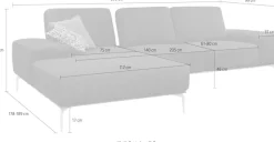 W.SCHILLIG Ecksofa »run, Designsofa mit tollem Sitzkomfort,L-Form« mit elegantem Holzsockel, Füße in Chrom glänzend, Breite 279 cm