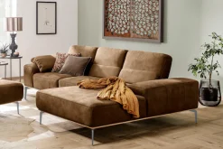 W.SCHILLIG Ecksofa »run, Designsofa mit tollem Sitzkomfort, bequem, L-Form« mit elegantem Holzsockel, Füße in Silber matt, Breite 279 cm
