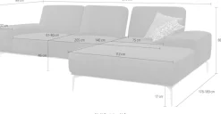 W.SCHILLIG Ecksofa »run, Designsofa mit tollem Sitzkomfort, bequem, L-Form« mit elegantem Holzsockel, Füße in Silber matt, Breite 279 cm