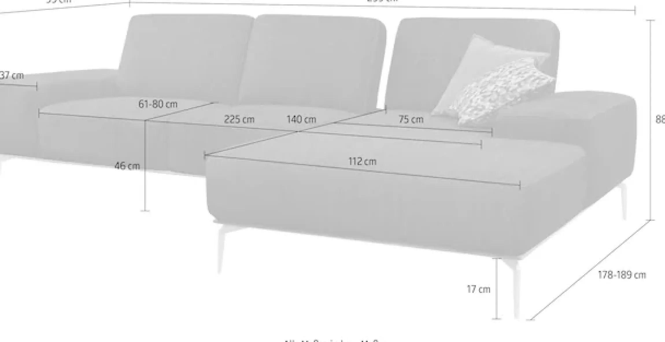 W.SCHILLIG Ecksofa »run, Designsofa mit tollem Sitzkomfort, L-Form« mit Holzsockel, Füße in Bronze pulverbeschichtet, Breite 299 cm