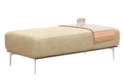 W.SCHILLIG Polsterhocker mit elegantem Holzsockel, Füße in Chrom glänzend, Breite 150 cm