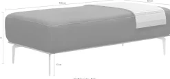 W.SCHILLIG Polsterhocker mit elegantem Holzsockel, Füße in Chrom glänzend, Breite 150 cm