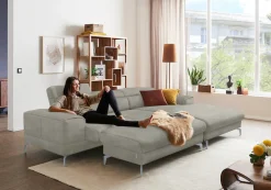 W.SCHILLIG Polsterhocker »piedroo, Designsofa mit tollem Sitzkomfort, bequem, L-Form« Füße in Silber matt